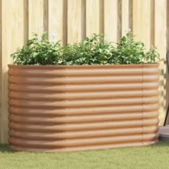 Höjd Trädgårdsbädd Brun med Trälook 160x80x81 cm Stål