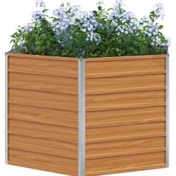 Höjd Trädgårdsbädd Ljusbrun 129 x 129 x 77 cm Galvaniserat Stål