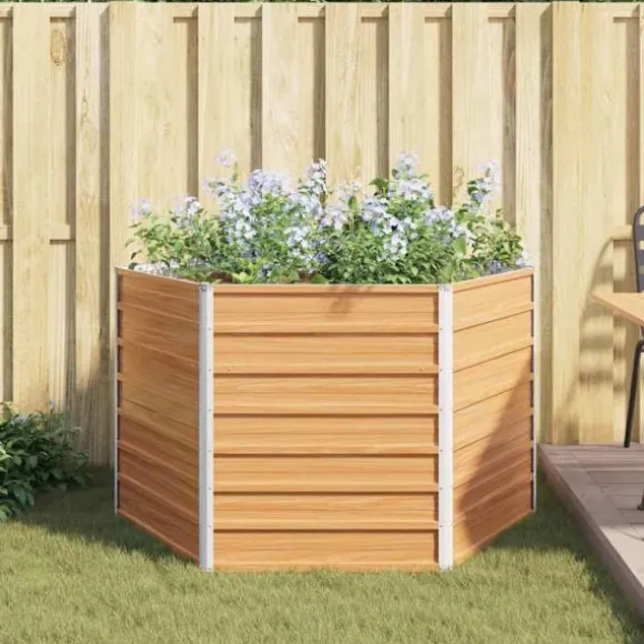 Höjd Trädgårdsbädd Ljusbrun 129 x 129 x 77 cm Galvaniserat Stål