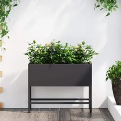 Höjdträdgårdsplanterare Svart 60 x 26 x 45 cm Stål
