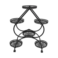 Hjärtformat växtställ - Blomsterställ - 6 hyllplan - Järn - 4 hjul (2 med broms) - 7,5 kg per hyllplan
