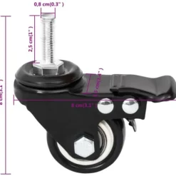 Hjul till odlingslåda - Slitstarka järnhjul för enkel flytt | Färg: Svart | Storlek: 8x3,5x8 cm