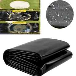 Hållbar Fiskdamm Liner, Svart LLDPE Material, Storlek 13ft x 20ft, Långvarig Livslängd