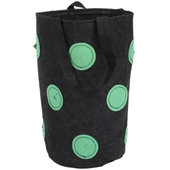 12-håls jordgubbsväska med handtag Bärbar filtväska för växter för trädgården Svart 20x35cm