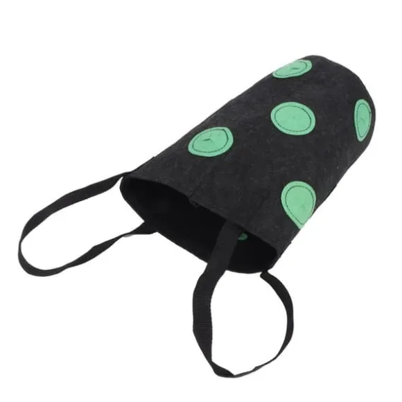 12-håls jordgubbsväska med handtag Bärbar filtväska för växter för trädgården Svart 20x35cm