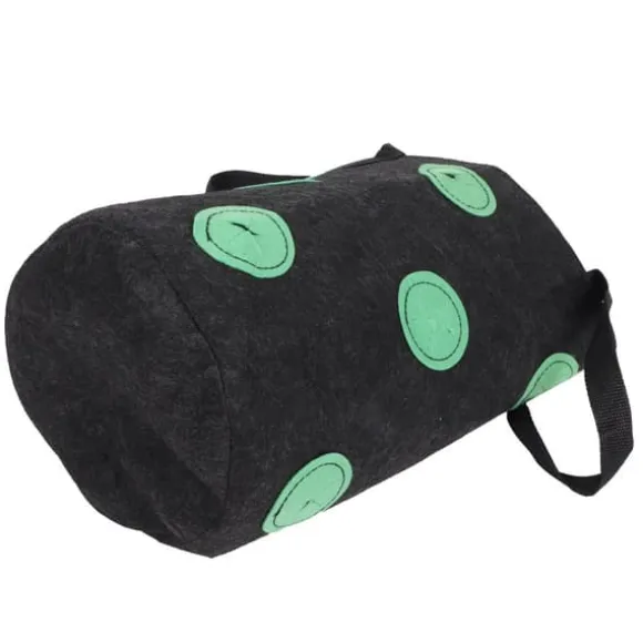 12-håls jordgubbsväska med handtag Bärbar filtväska för växter för trädgården Svart 20x35cm