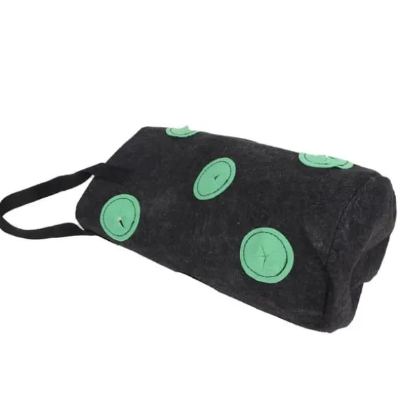 12-håls jordgubbsväska med handtag Bärbar filtväska för växter för trädgården Svart 20x35cm