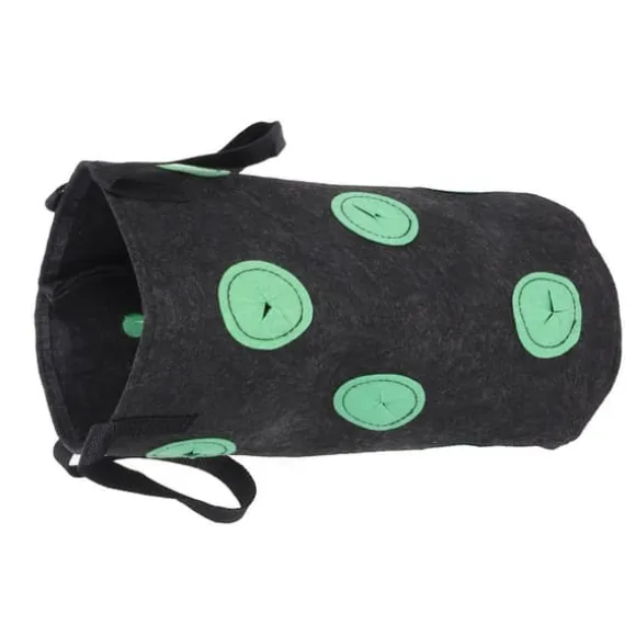 12-håls jordgubbsväska med handtag Bärbar filtväska för växter för trädgården Svart 20x35cm