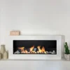 Hängande etanolspis Biokamin Hängande biokamin Bioetanolbrännare BOX 90 cm x 40 cm x 12 cm matt vitt med glas ekologisk spis