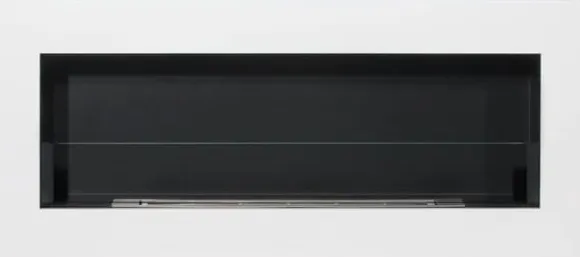 Hängande etanolspis Biokamin Hängande biokamin Bioetanolbrännare BOX 90 cm x 40 cm x 12 cm matt vitt med glas ekologisk spis