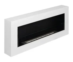 Hängande etanolspis Biokamin Hängande biokamin Bioetanolbrännare BOX 90 cm x 40 cm x 12 cm matt vitt med glas ekologisk spis