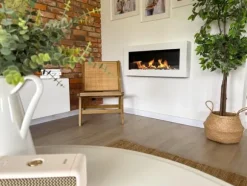 Hängande etanolspis Biokamin Hängande biokamin Bioetanolbrännare BOX 90 cm x 40 cm x 12 cm matt vitt med glas ekologisk spis