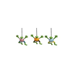 Hängande groda Dekorativ metallgrodafigur Klädd groda