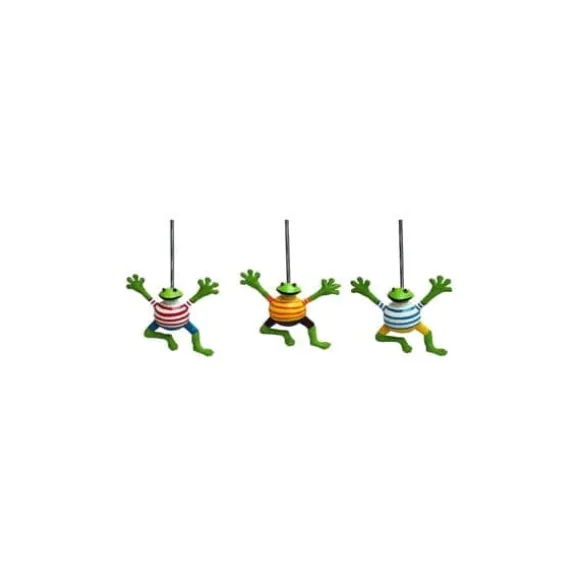 Hängande groda Dekorativ metallgrodafigur Klädd groda