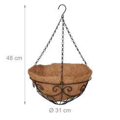 Hängande korgset, 48x31 cm, Svart, Natur