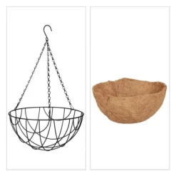 Hängande korgset, 50x31 cm, Svart, Natur