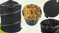 Hopfällbar behållare för löv, gräs och trädgårdsavfall, stor förstärkt, 80 liter