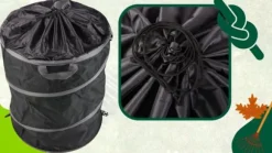 Hopfällbar behållare för löv, gräs och trädgårdsavfall, stor förstärkt, 80 liter