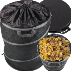 Hopfällbar behållare för löv, gräs och trädgårdsavfall, stor förstärkt, 172 liter