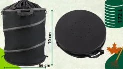 Hopfällbar behållare för löv, gräs och trädgårdsavfall, stor förstärkt, 172 liter