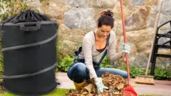 Hopfällbar behållare för löv, gräs och trädgårdsavfall, stor förstärkt, 172 liter