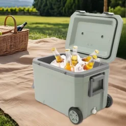 Hopfällbar Eldstad - Rund Eldplats - Rostfritt Stål 201 - Rökfri - Portabel - Vedeldad (Ved Ingår Ej) - Eldkrok 63 cm - Silver