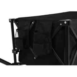 Hopfällbar extra rymlig vagn med terränghjul, 300L kapacitet och dryckeshållare – klarar 100 kg – svart