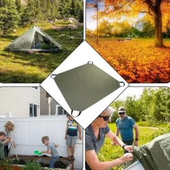 Hopfällbar Lövpåse i Militärgrön Oxfordtyg - Multifunktionell Trädgårdsavfallsuppsamlare