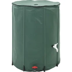 Hopfällbar regntunna 750 L med filter och tillbehör | Färg: Grön | Storlek: 750 L