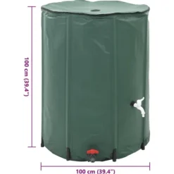 Hopfällbar regntunna 750 L med filter och tillbehör | Färg: Grön | Storlek: 750 L