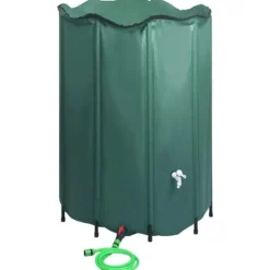 Hopfällbar regntunna 1350 L med kran – Vattenbesparing | Färg: Grön | Storlek: 1350 L