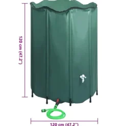 Hopfällbar regntunna 1350 L med kran – Vattenbesparing | Färg: Grön | Storlek: 1350 L