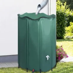 Hopfällbar regntunna med kran 1250 L - Vattenbesparande lösning | Färg: Grön | Storlek: 1250 L