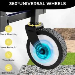 Hopfällbar vagn - Trädgårds-/strandvagn - 60 kg Maxbelastning - 360° Svängbara hjul - Justerbart handtag - 73×47×24 cm - Vit