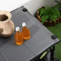 Hopfällbar vagn upp till 120 kg, teleskophandtag, sidofickor & fällbar bricka, mörkgrå