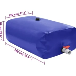 Hopfällbar vattentank med kran för regnvatten | Volym: 1500 L | Material: PVC