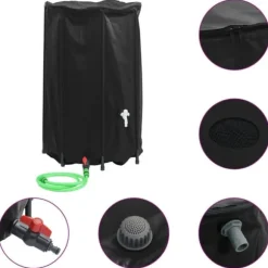 Hopfällbar vattentank med kran 500 L PVC - Slitstark och väderbeständig | Färg: Grön | Storlek: 500 L