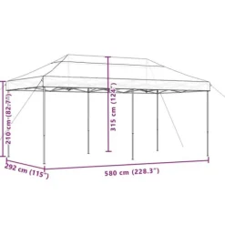 Hopfällbart partytält - Slitstark och lätt att sätta upp | Färg: Beige | Storlek: 580x292x315 cm