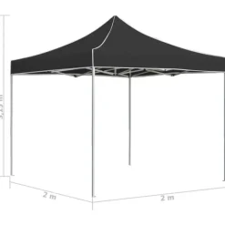 Hopfällbart partytält i aluminium 2x2 m | Färg: Antracit | Storlek: 2x2 m