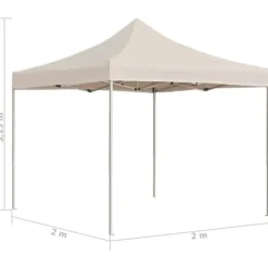 Hopfällbart partytält i aluminium - Elegant solskydd för utomhusevent | Färg: Gräddvit | Storlek: 2x2 m