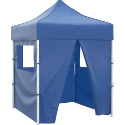 Hopfällbart partytält med 4 sidoväggar - UV- och vattenresistent | Färg: Blå | Storlek: 2x2 m