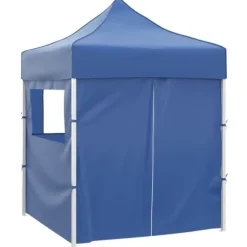 Hopfällbart partytält med 4 sidoväggar - UV- och vattenresistent | Färg: Blå | Storlek: 2x2 m