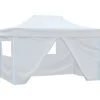Hopfällbart partytält med 4 väggar 3x4,5 m vit