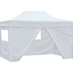 Hopfällbart partytält med 4 väggar 3x4,5 m vit