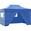 Hopfällbart partytält med 4 sidoväggar 3x4 m stål blå