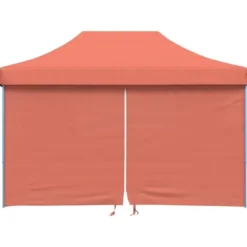 Hopfällbart partytält med 4 sidoväggar - Pop-Up-tält | Färg: Terrakotta | Storlek: Rymlig