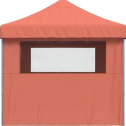 Hopfällbart partytält med 4 sidoväggar - Pop-Up-tält | Färg: Terrakotta | Storlek: Rymlig