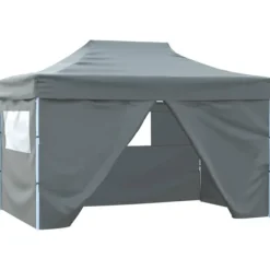 Hopfällbart partytält med 4 sidoväggar - UV- och vattenresistent | Färg: Antracit | Storlek: 3x4 m