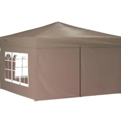 Hopfällbart partytält med sidoväggar taupe 3x3 m