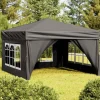 Hopfällbart partytält med sidoväggar antracit 3x3 m